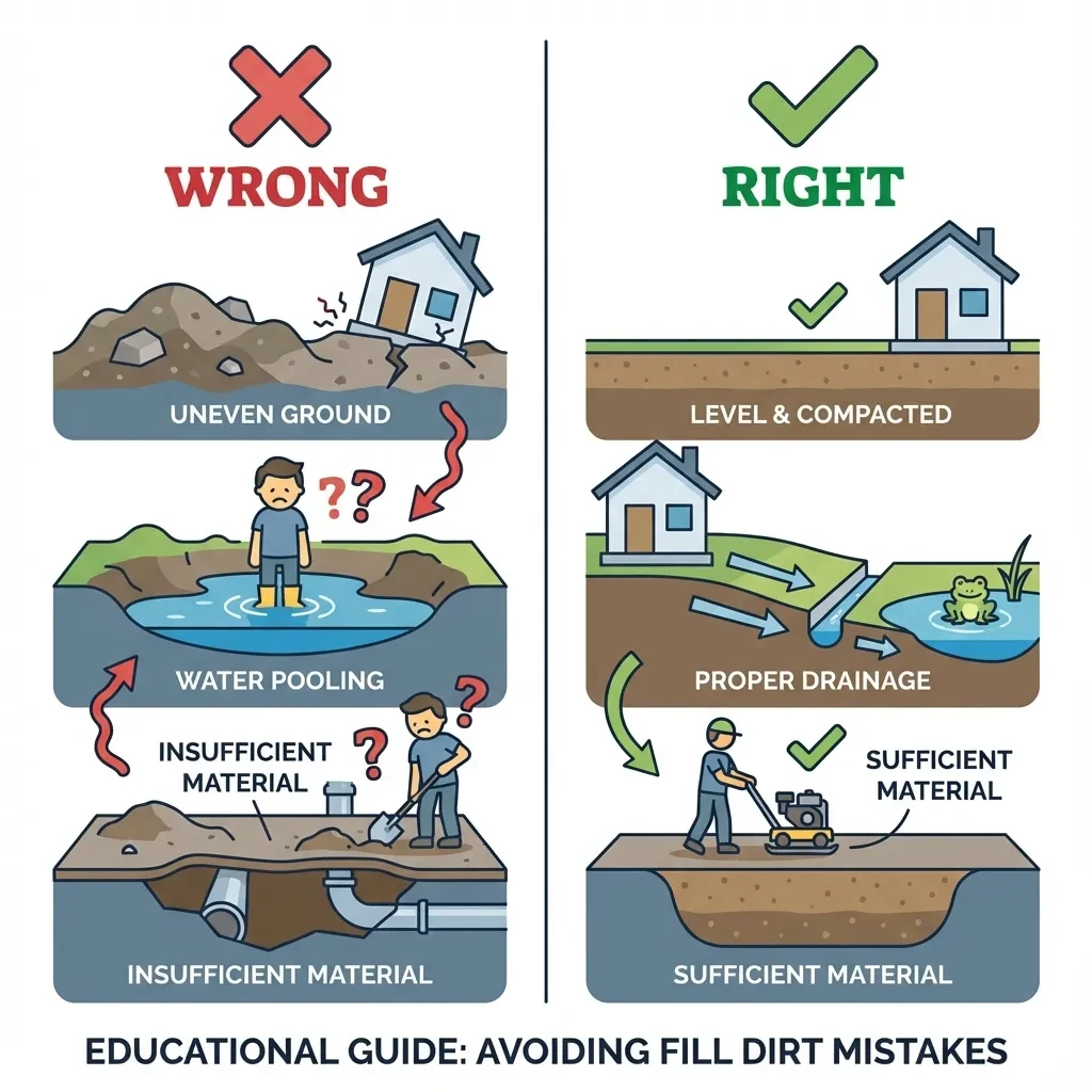 Common fill dirt calculation mistakes illustrated