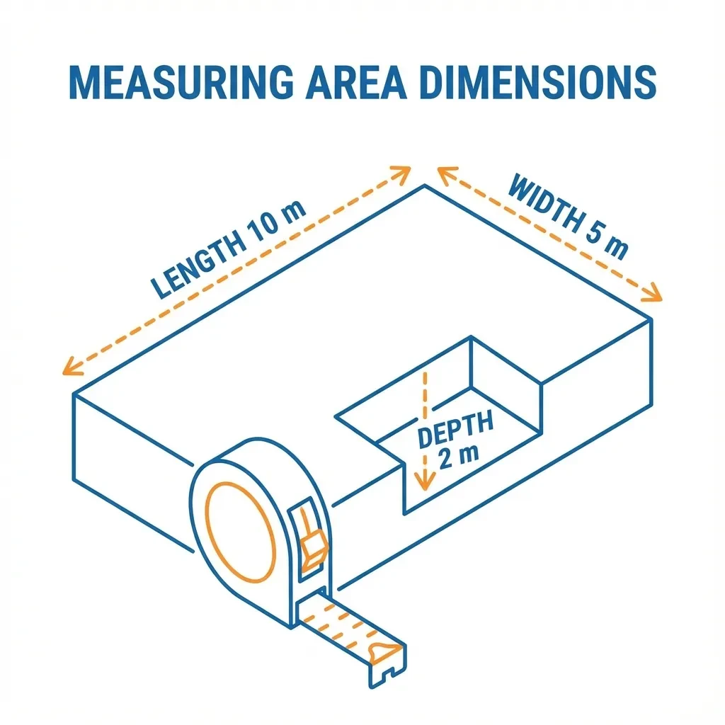 Measurement guide for calculating area dimensions